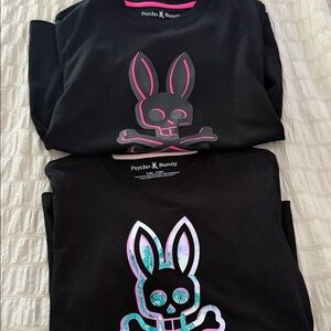 Psycho Bunny Kids Black Pajama Tops with Pink and Blue Highlights